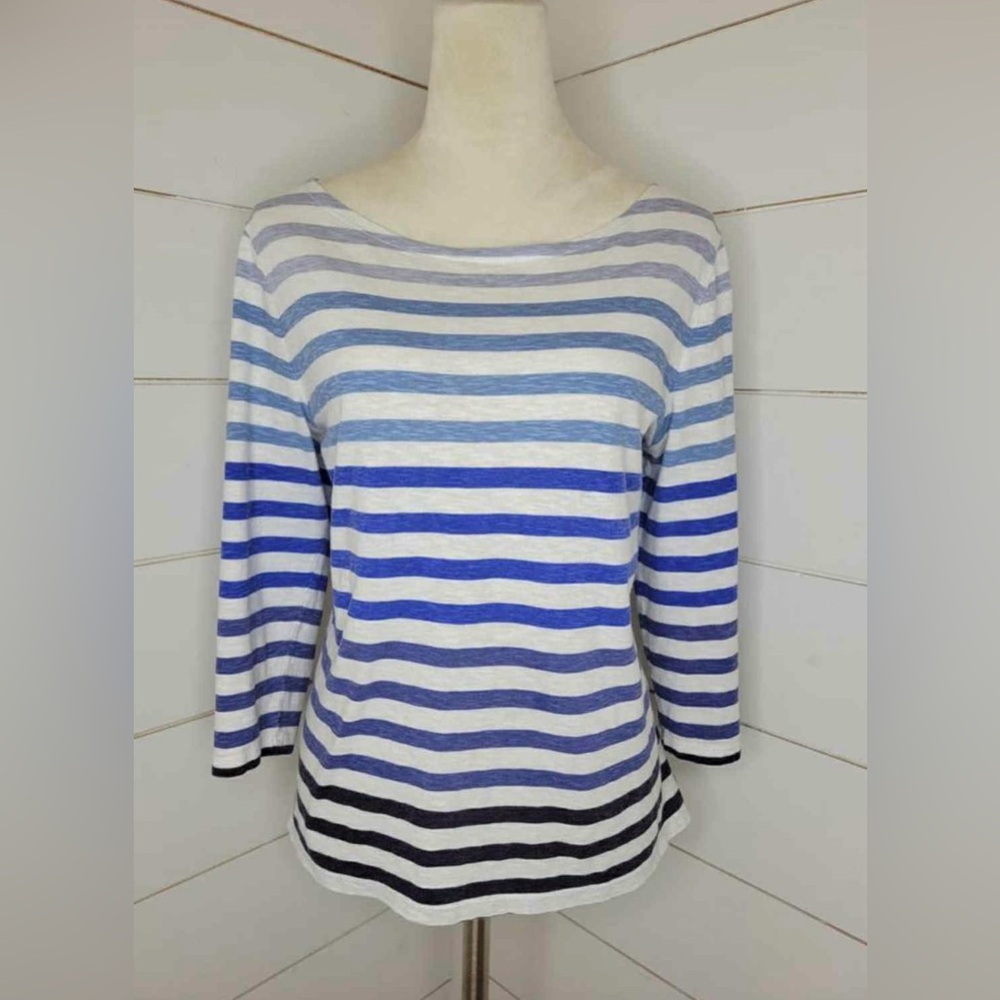 Talbots Blue and white Striped Blouse